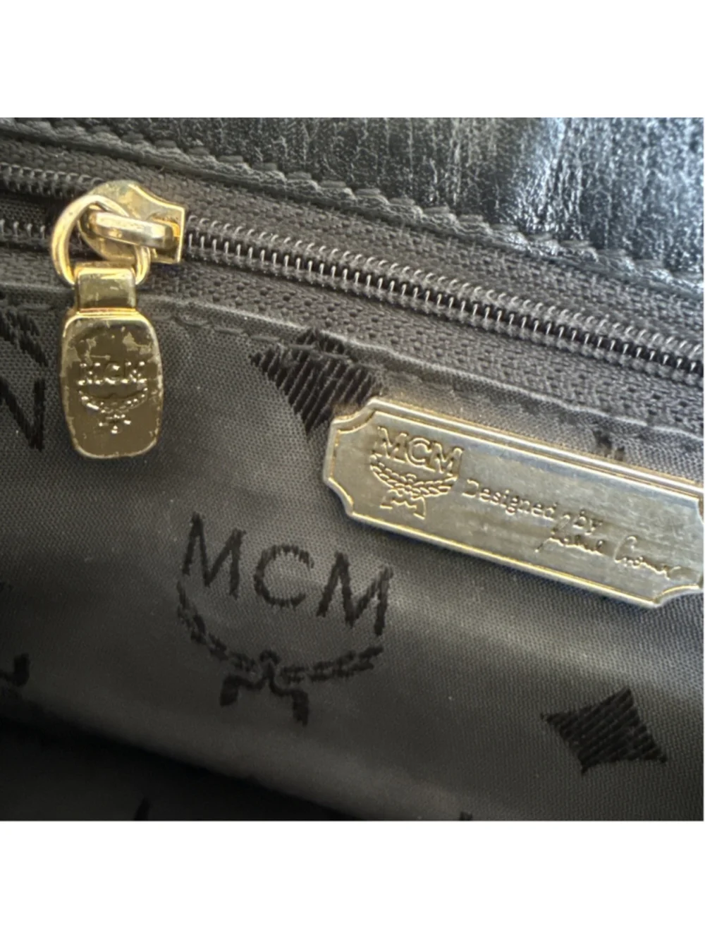 MCM Munchen Germany Shoulder Bag Black Pebble Leather